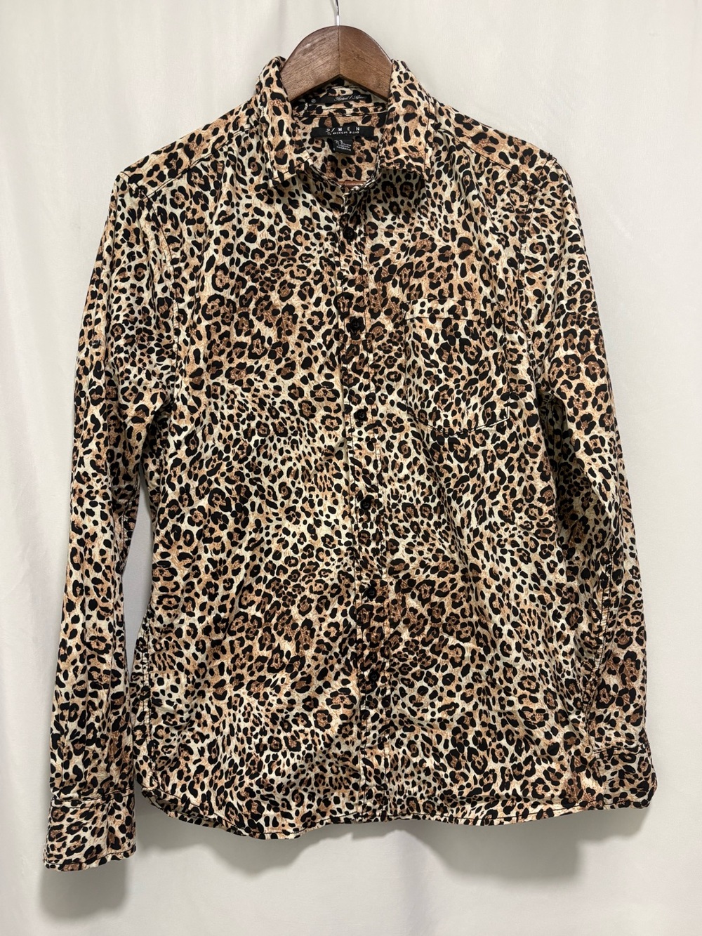 21 Men Leopard Print Button Front Shirt Men’s Medium